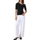 thumbnail image 2 of INSPIRAR CHIC Camiseta básica de manga corta de color sólido elástica para mujeres, camisetas ceñidas casuales, talla L negra, 2 of 6