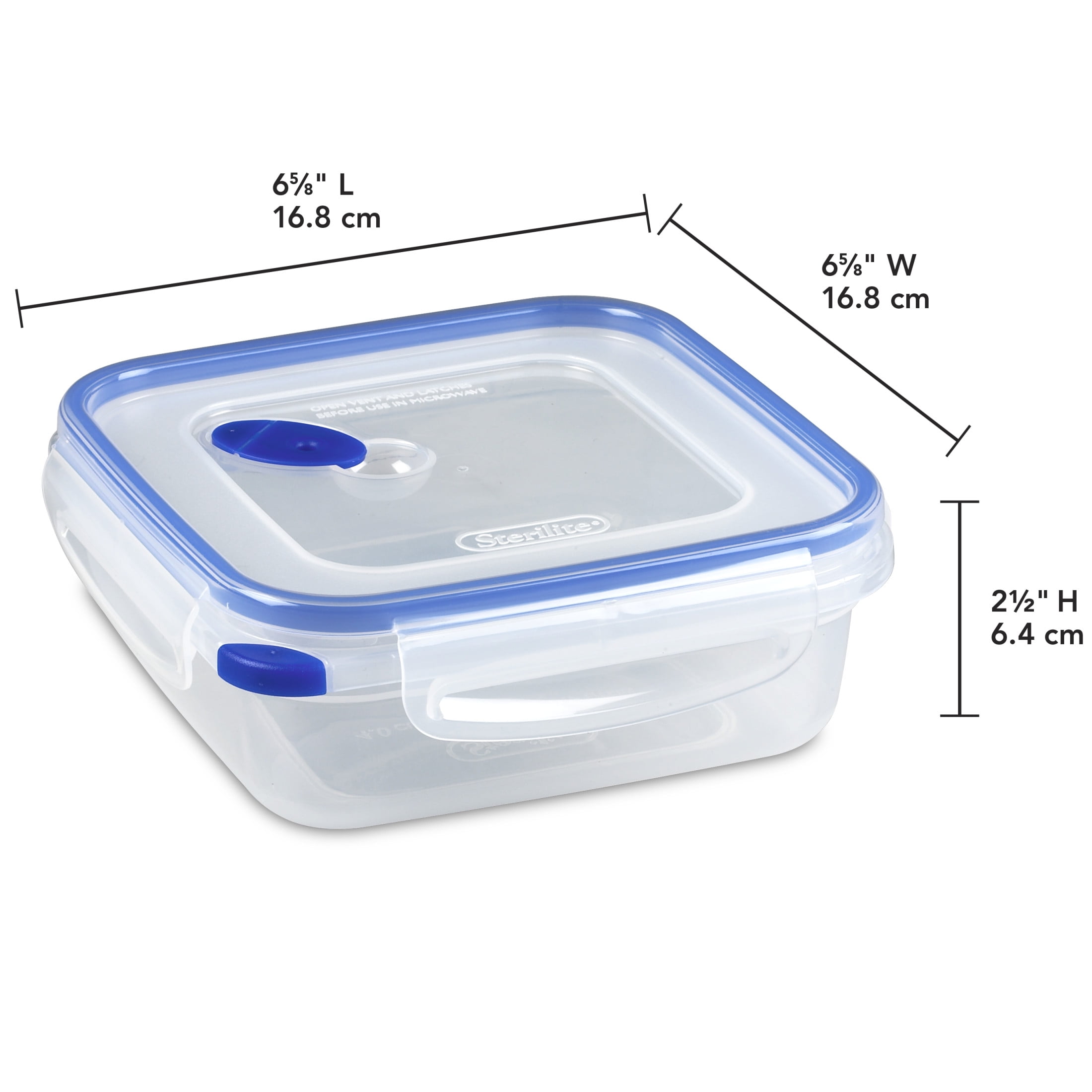 Sterilite Ultra•Seal™ 4.0 Cup Square, Latching Food Storage Container, Airtight Watertight Seal, Blue, 6 Count