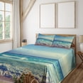 thumbnail image 2 of Ambesonne Tree Fitted & Top Sheet Set with Shams, Ocean Seychelles, Turquoise Sky Blue Umber, 2 of 7