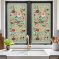 thumbnail image 2 of Sage Green Floral Window Privacy Film, Spring Flowers Leaves Farmhouse Static Cling UV Sun Blocking Heat Control Window Tint Day and Night, Non-Adhesive One Way Windows Privacy Cover 17.7''x39.3'', 2 of 7