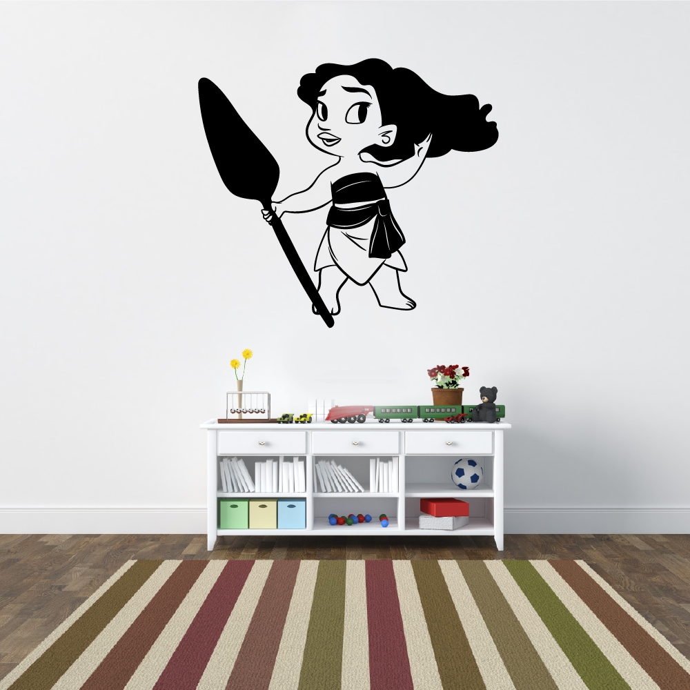 Cute Baby Moana Disney Princess Moana Of Motonui Cute Drawing Vinyl Wall Art Sticker Wall Decal Home Kids Room Study Room Boys Girls Room Wall Decoration Design Wall Decor Decal Size 22x30