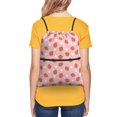 thumbnail image 5 of Wukai Strawberry Waterproof Drawstring Backpack with Zipper Pocket,Large Foldable Gym Bag for Women and Men, Perfect for Sports, Yoga, and Travel, 5 of 8