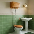 thumbnail image 2 of High Tank Pull Chain Toilet Cherry Stained 23" W Raised Panel Hardwood Tank Conversion Kit Brass Plated Stainless Steel Z-Pipe 59" to 74" Adjustable Height Renovators Supply, 2 of 10