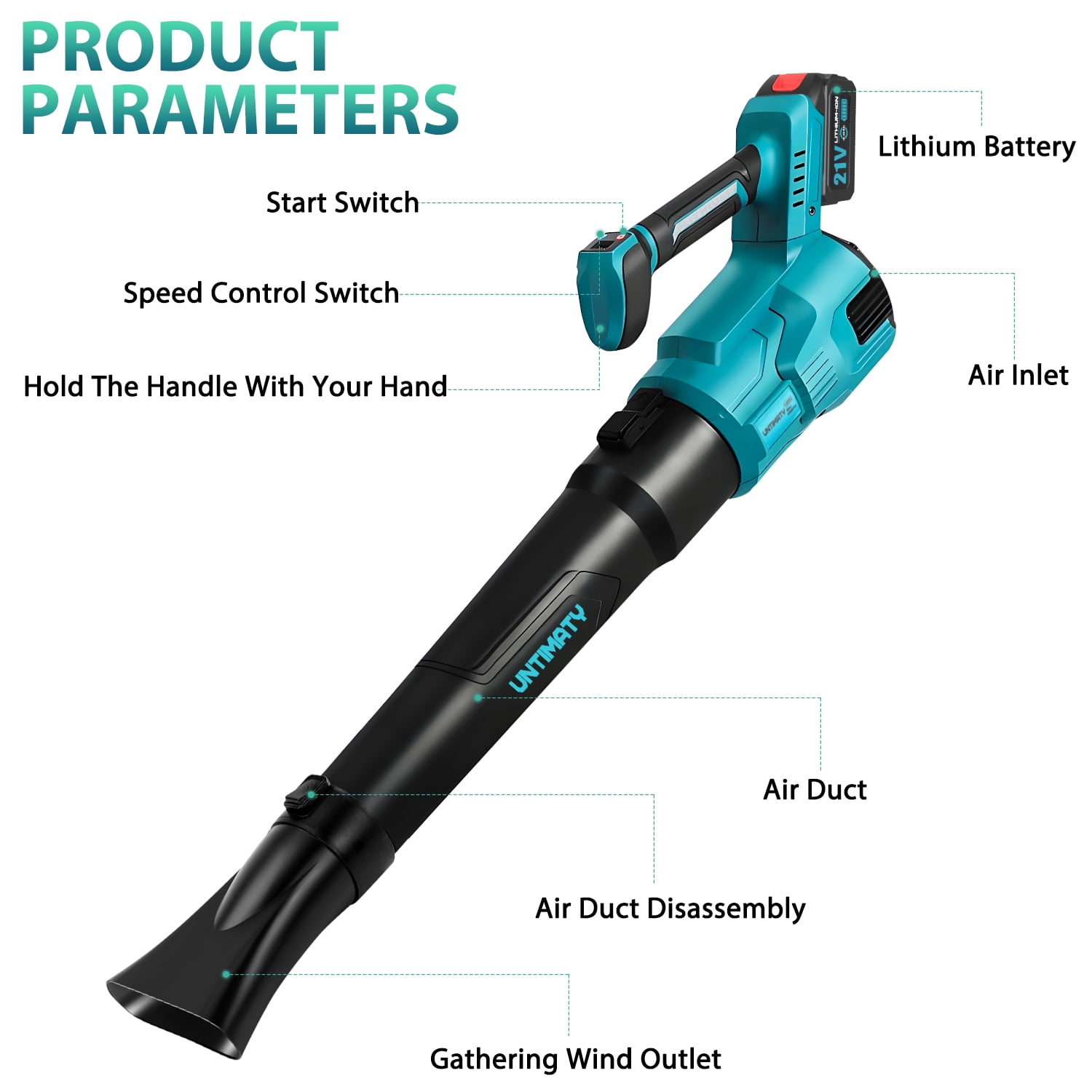 UNTIMATY 500 CFM Cordless Leaf Blower for Lawn Care 200 MPH Battery Leaf Blower Leaf Blower with 2 x 4.0Ah Battery, Brushless Motor, Charger, 3 Variable Speeds