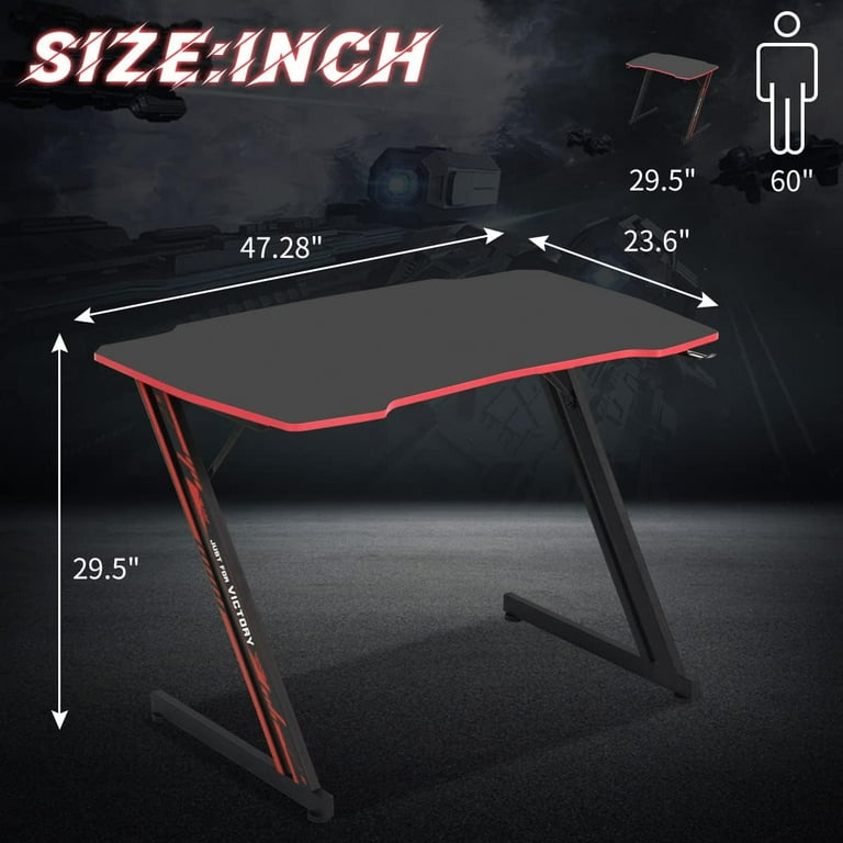 47 inch Z-Shaped Ergonomic Gaming Desk for Gamers, Office