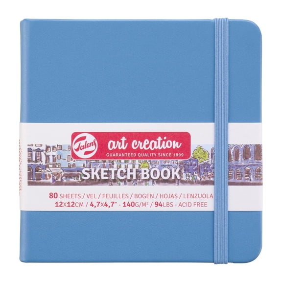 Talens Art Creations Sketchbook, Drawing Notebook, 4.7 x 4.7 inches (12 x 12 cm), Lake Blue, Thickness: 4.9 oz/sq ft (140 g/m2), Fine, Acid Free Paper, 80 Sheets Bound