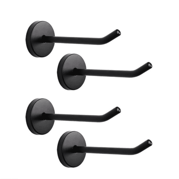 Single Elephant Nose Coat Hook - Matt Black, Wall-Mount, 100mm/4 Length - Pack of 4