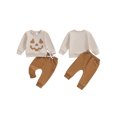 thumbnail image 3 of Elippeo Toddler Boys Fall Outfits 6 12 18 24 Months 3 Years Pumpkin Face Print Crew Neck Long Sleeve Sweatshirts and Long Pants 2Pcs Halloween Clothes Set, 3 of 10