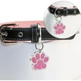 thumbnail image 5 of Paw Shape Dog ID Tag Stainless Steel Custom Laser Engraved, Cute Bling Glitter Pet Name Tags Personalized with Durable Engraving, Pink, 5 of 6