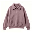 thumbnail image 5 of Half-Zip Sweatshirts for Women Zaewscy Women's /Winter Casual Long-Sleeve Hooded Sweatshirt With Zipper And Lapel Collar Pink XXL, 5 of 7