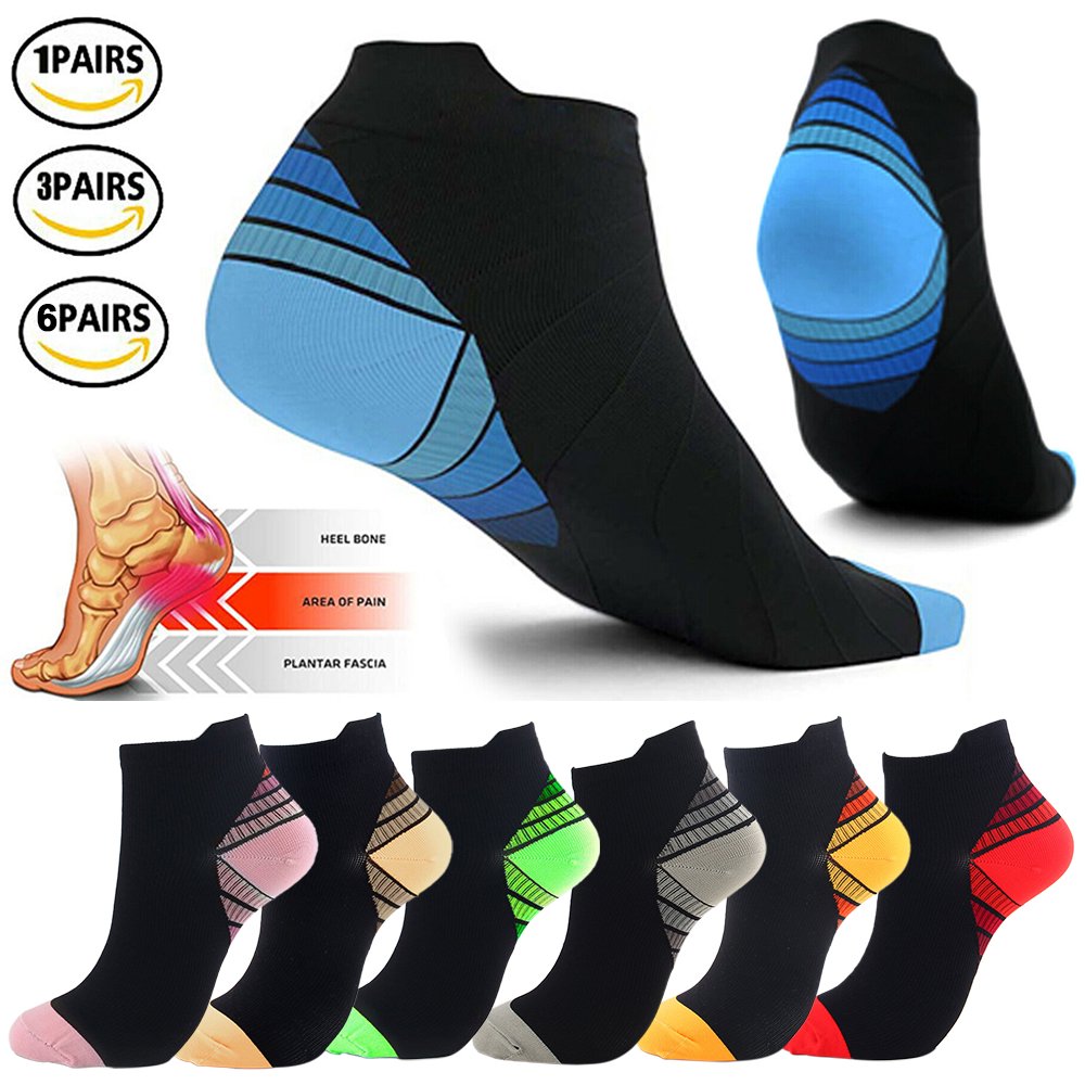 Ankle Compression Sock for Men and Women 2/3/6 Pairs, Low Cut Compression Running Sock with