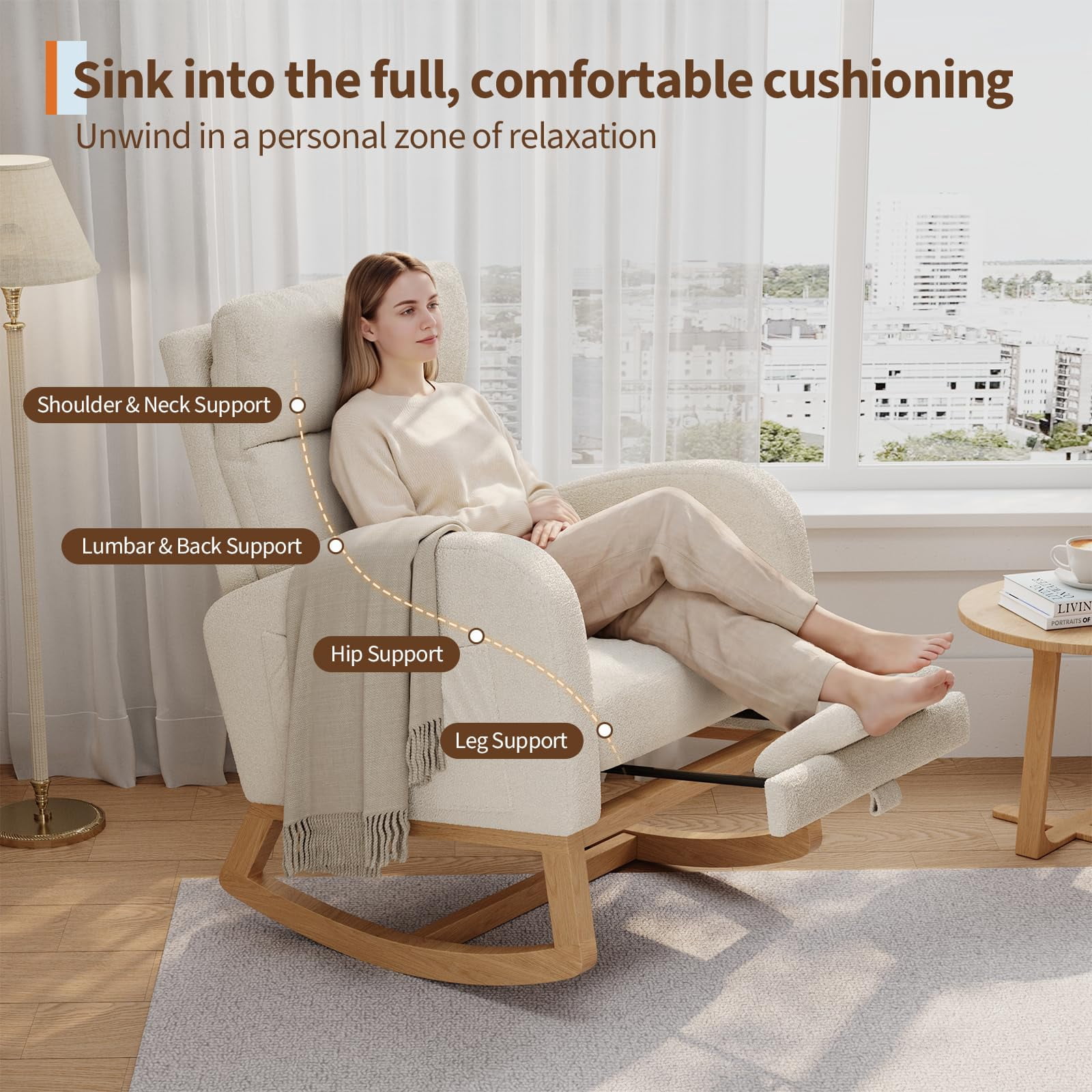 Garderth Nursery Rocking Chair With/Without Footrest,Modern Glider Rocking Chair With Side Pockets And Pillow,Accent Armchair,Nursery Chair For Living Room Bedroom Nursing Room