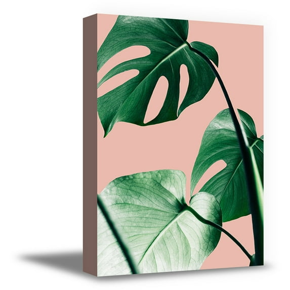 Awkward Styles Pink Foliage Room Decor Green Floral Framed Artwork Inspirational Vinyl Artwork Beautiful Nature Art Home Decor Ideas Green Leaves Decor for Bathroom Inspirational Framed Canvas Prints