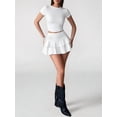 thumbnail image 6 of Pleated Short Skirts for Women Mini Ruffle Skirt Y2k Flowy High Waisted Skirt Stretchy Layered Skirt White XS, 6 of 10