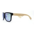 thumbnail image 3 of Eco Friendly Bamboo Wood Arm Rectangle Horn Rim Keyhole Sunglasses Black - Green Mirror, 3 of 4