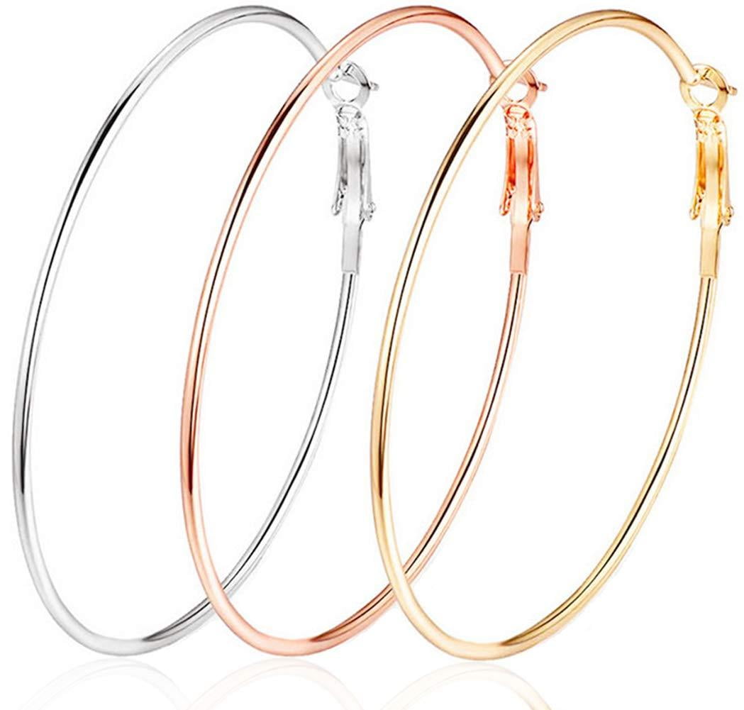 Cocadant - Cocadant 3 Pairs Big Hoop Earrings,Stainless Steel Hoop Earrings 18K Gold Plated Rose ...