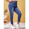 thumbnail image 1 of Jeans Rasgados Flacos de Talla Extra de Cintura Alta Rosegal  Vaqueros de talla grande, 1 of 5
