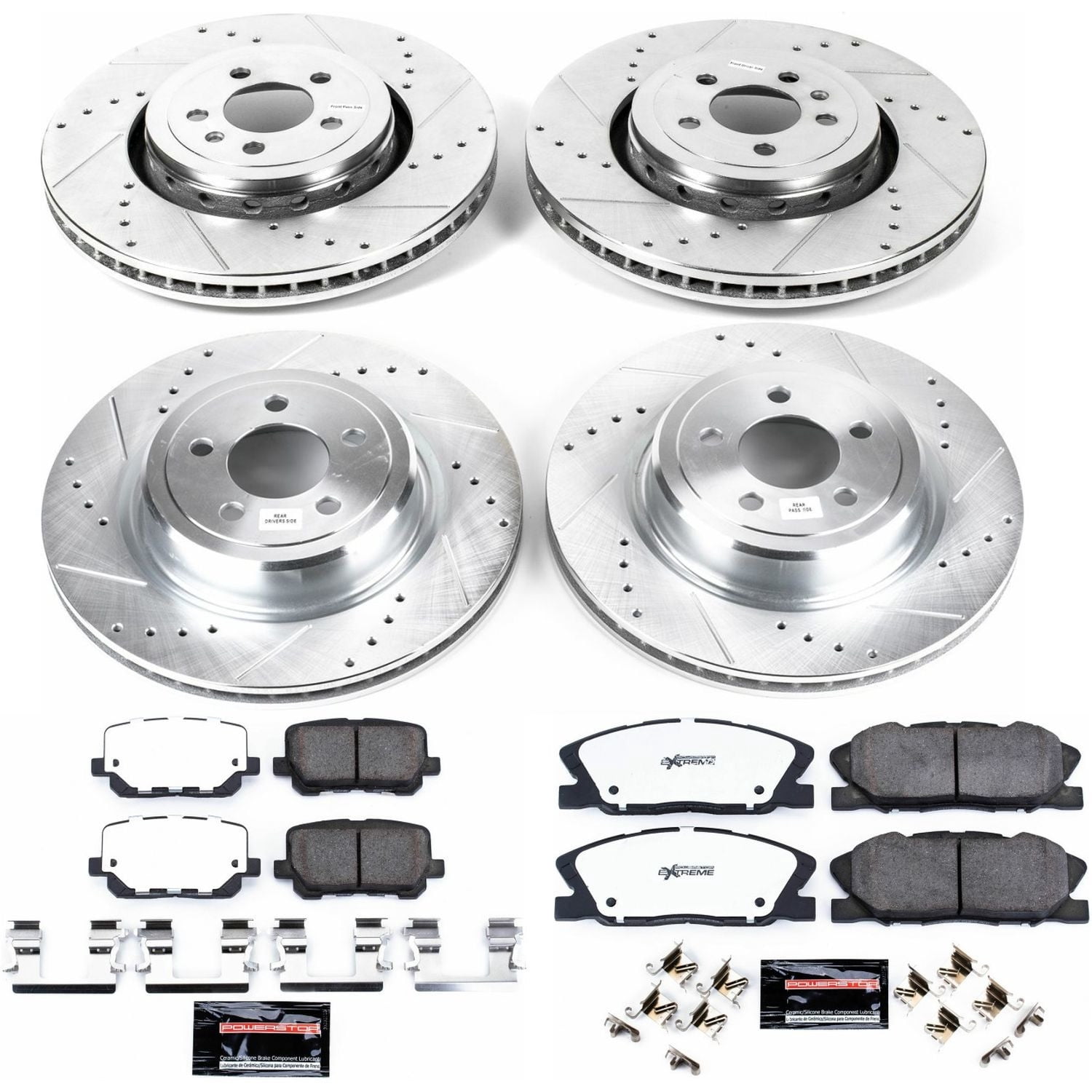 PowerStop Front and Rear Z26 Street Warrior Carbon-Fiber Ceramic Brake Pad and Drilled and Slotted Rotor Kit Fits: DODGE Select Models K7051-26