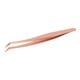 thumbnail image 5 of Pinzas ergonómicas para pestañas postizas de acero inoxidable en oro rosa, pinzas cortas con plumas doradas., 5 of 14