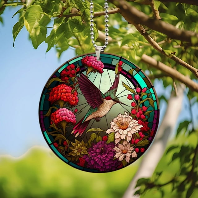 Hxlamzoo Hummingbird Pendant Car Rear View Mirror Hanging Accessories Ornament Car Interior Fluttering Ornament Car Interior Acrylic Decor Car Rear View Mirror Accessories