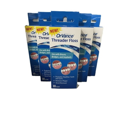 OrVance Threader Floss- Designed to Floss Through Braces, Bridges, and Implants – 30 Count (PACK OF 6)