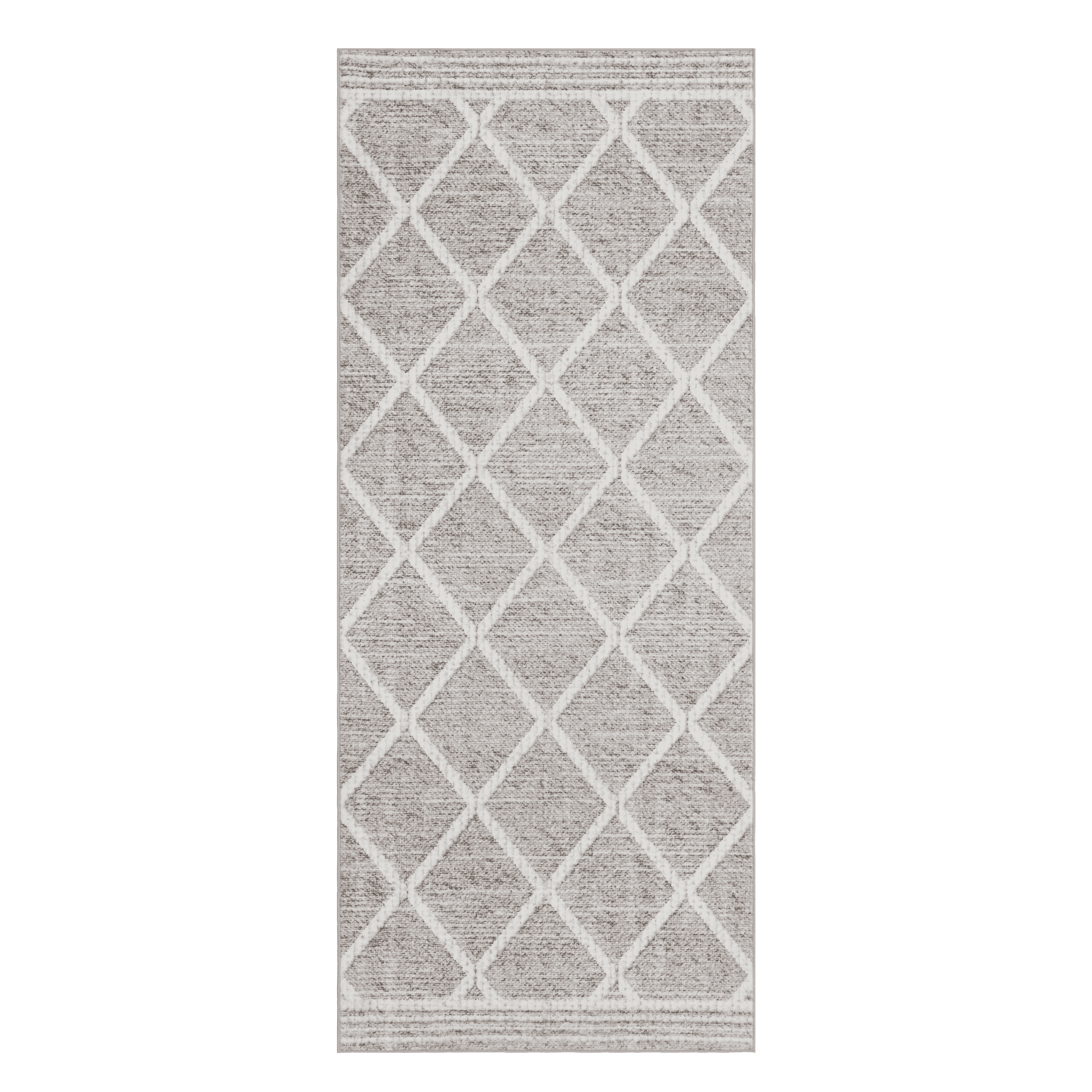 ReaLife Rugs Machine Washable Printed Tessa Modern Distressed Trellis Light Beige Ivory Eco-friendly Recycled Fiber Area Runner Rug (2'6" x 6')