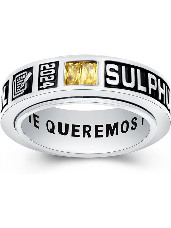 Custom Class Rings Fully Personalized Class Rings for Men Birthstone Rings 925 Sterling Silver Rings Gold Plated Class Rings Class Rings for Men High School Size 5-15 Graduation Rings for Men