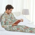 thumbnail image 6 of Salouo Cute Owl Print Button-Front Long Sleeve Pajama Set for Men, Soft 2Pjs Men's Long Sleeve Sleepwear-Medium, 6 of 7