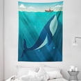 thumbnail image 1 of Whale Tapestry, Huge White Whale Under the Ocean with Sailor on Water with Rays of Sun Print, Wall Hanging for Bedroom Living Room Dorm Decor, 60W X 80L Inches, Blue and White, by Ambesonne, 1 of 2