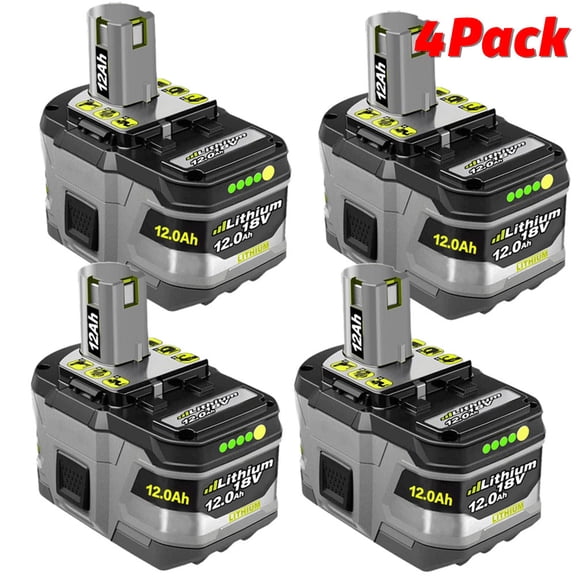 4Pack 12.0Ah For Ryobi P108 18V High Capacity P197 P109 Battery 18 Volt Lithium-Ion One  Plus