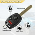thumbnail image 3 of Easy to Use Key Fob Replacement for 2006-2014 Honda Ridgeline/05-10 Odyssey LX/ 07-08 Fit Car Keyless Entry Remote Control, OUCG8D-380H-A, 3 Btn, 3 of 8