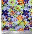 thumbnail image 1 of Soimoi Blue Viscose Chiffon Fabric Floral Print Fabric by Yard 42 Inch Wide, 1 of 1