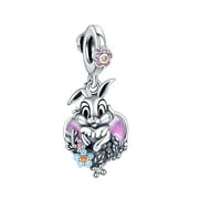 925 Sterling Silver Charm for Pandora Bracelets Mothers Day Rabbit Heart Flowers Charm Women Bracelet Charm