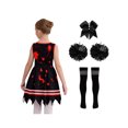 thumbnail image 2 of Oyolan Girls Zombie Cheer Leader Fancy Dress 4 Piece Set Sleeveless Bloody Dress Pompoms Black 160cm, 2 of 5