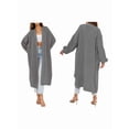 thumbnail image 3 of Women'S Oversized Long Cardigan Open Front Duster Sweater Cardigan Grey L, 3 of 7