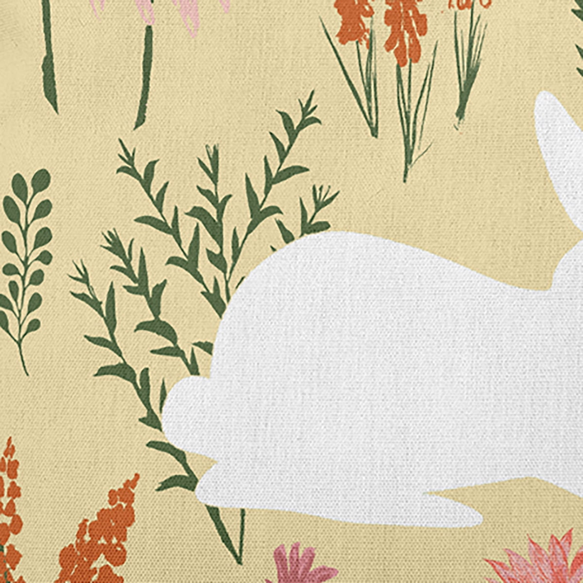 16" x 16" Simply Daisy Spring Meadow Bunny Polyester Accent Pillow, Light Yellow Qty 1