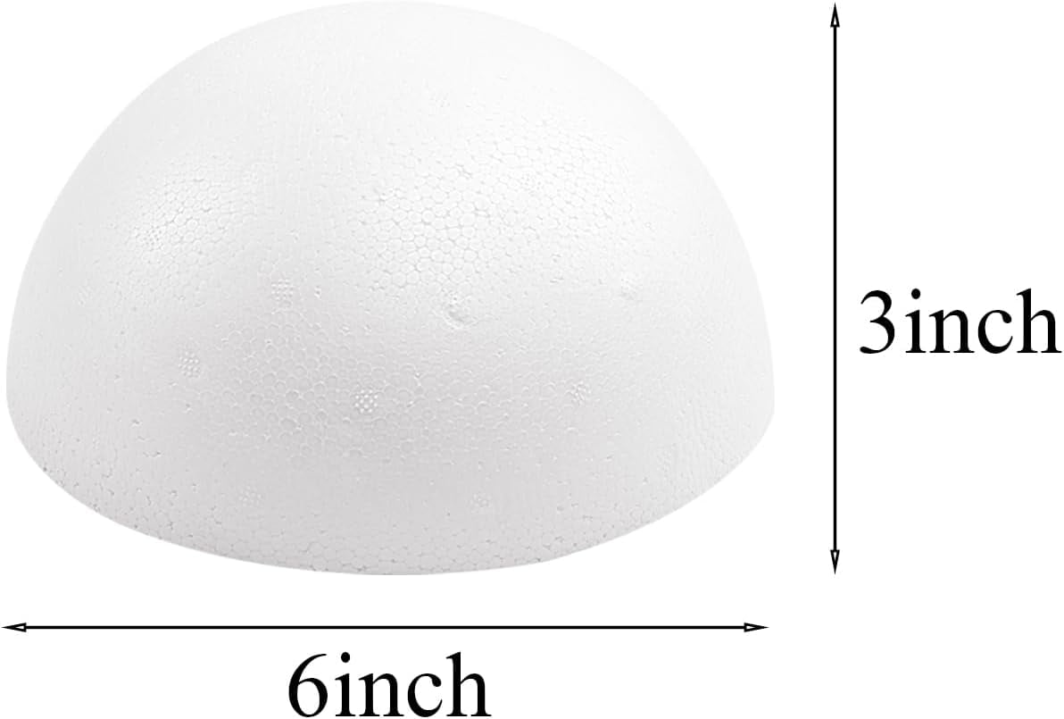 2PCS 6 Inchs White Foam Balls Half Round Polystyrene Half Foam Balls Craft Supplies Hemispherical Christmas Craft Ballfor DIY Home Craft Project and Art Decoration