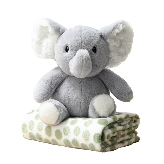 The Peanutshell Ellie Elephant Plush Blanket Gift Set with Baby Blanket & Stuffed Animal, 2-Piece