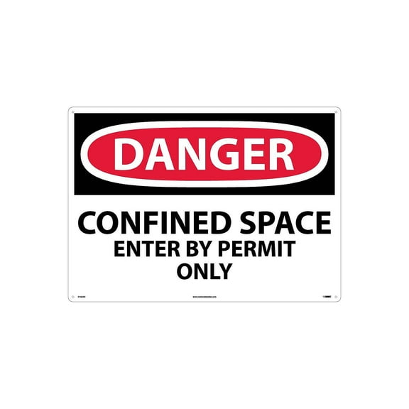 National Marker Confined Space Enter By Permit Only 20X28 .040 Aluminum Danger Sign D162AD