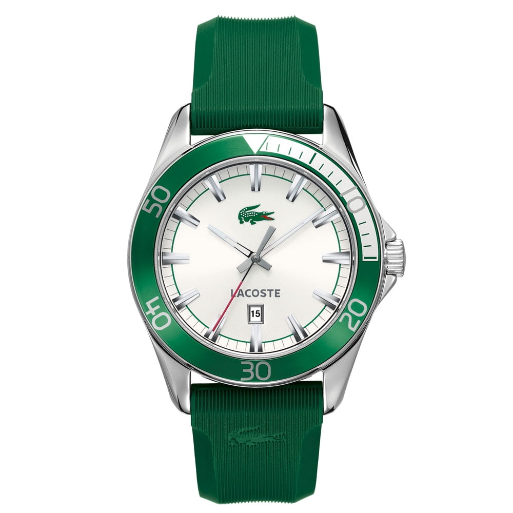 Lacoste Men's 2010550 Sport Navigator Green Rubber Strap White Dial Quartz Steel Watch