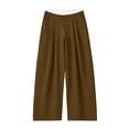 thumbnail image 3 of cocolona Womens Casual Patchwork Dress Pants Elastic Waist Straight Wide Leg Commute Yoga Pants with Pockets, 3 of 5