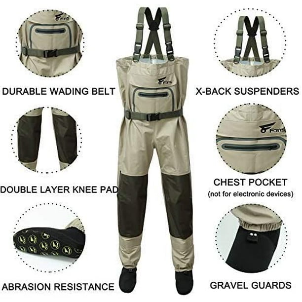 Fly Fishing Waders for Women with Boots and Double-Knee-Pads, High