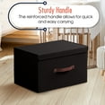 thumbnail image 3 of Ornavo Home Foldable Collapsible Large Storage Box Bins Linen Fabric Shelf Basket Cube Organizer with Leather Handles and Lid - Set of 6 - 15 x 10 x 9, 3 of 5