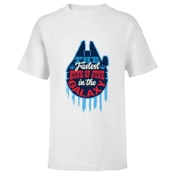 Star Wars Millennium Falcon Fastest Hunk of Junk USA - Short Sleeve T-Shirt for Kids - Customized-White