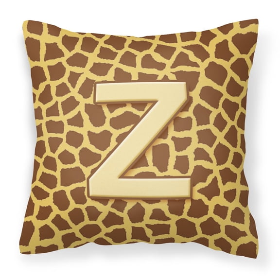 Letter Z Initial Monogram - Giraffe Fabric Decorative Pillow