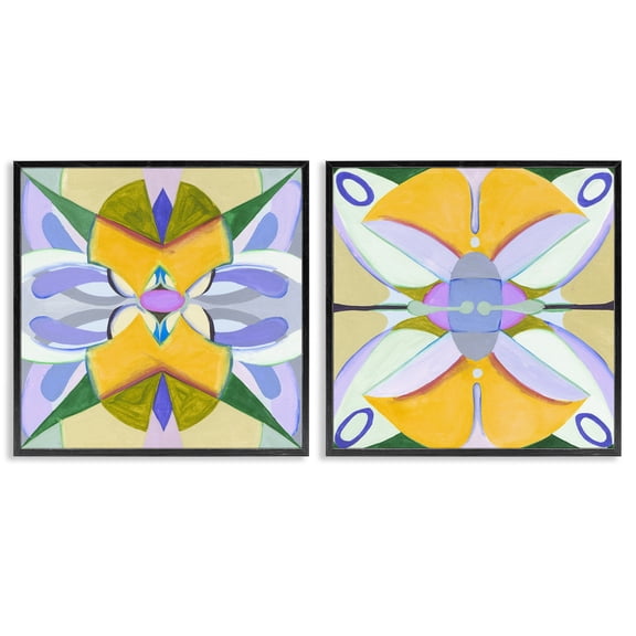 Stupell Industries Kaleidoscopic Revival Hues 2 Piece Black Framed Giclee Art Set, design by Melissa Wang
