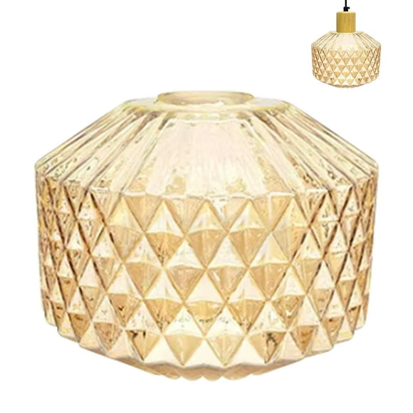 FSLiving 1-Pack 7.1" Clear Amber Glass Dome Lamp Shade Replacement, Brown Hammered Glass Lampshade Cover, DIY Torchiere Shade Decorative for Pendant Light Table Lamp Swag Ceiling Lamp Wall Sconce