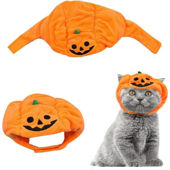 Halloween Pumpkin Hat for Dogs Pet, Adjustable Cute Orange Pet Pumpkin Cap for Halloween Cosplay Costume Puppy Kitten Party Dress Up Accessories Soft Pumpkin Headwear for Halloween