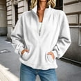 thumbnail image 2 of Admvng Women's Sweatshirt Half Zip Ribbed Knit Stand Collar Long Sleeve Pocket Casual Lightweight Pullover Top, 2 of 5