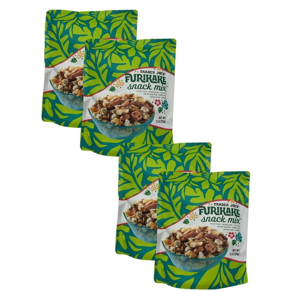 4-Pack Trader Joe's Furikake Snack Mix – Japanese-Inspired Rice Cracker & Nut Blend, 7.5 oz Bags